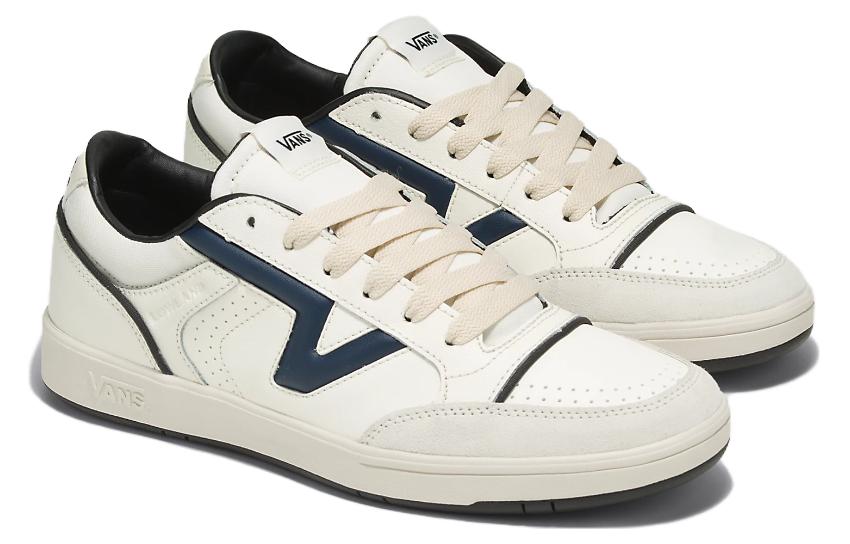 Vans Lowland ComfyCush JMP R Vintage Leather Shoes 'White Navy' VN0007P2KE6