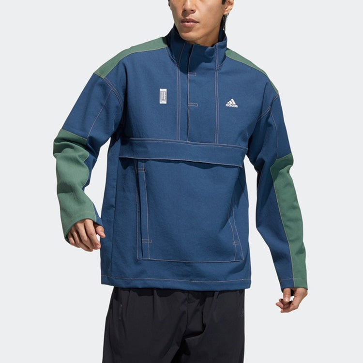 adidas Wj Anorak Colorblock Casual Sports Stand Collar Half Zipper Jacket Navy Blue GP0902
