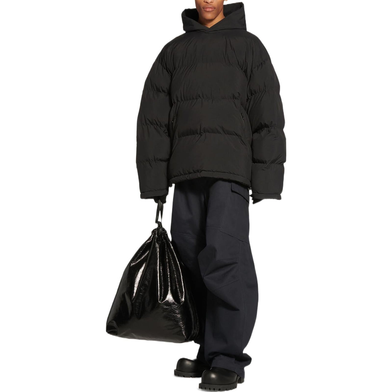 Balenciaga Sporty B Pull-Over Hooded Puffer Jacket 'Black' 720156-TNO45-1000