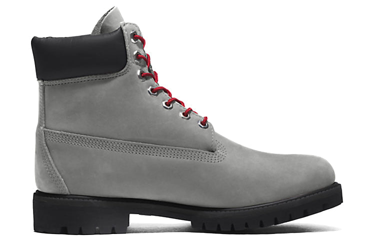 Timberland Premium 6 Inch Boots 'Grey Nubuck with Red' A5S6ZD52