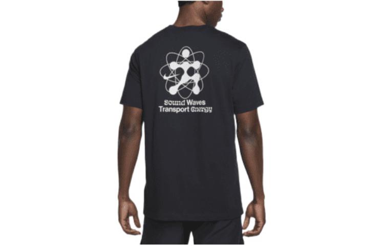 Nike Dri-FIT Pattern Printing Quick Dry Breathable Knit Round Neck Short Sleeve Black DM5436-010