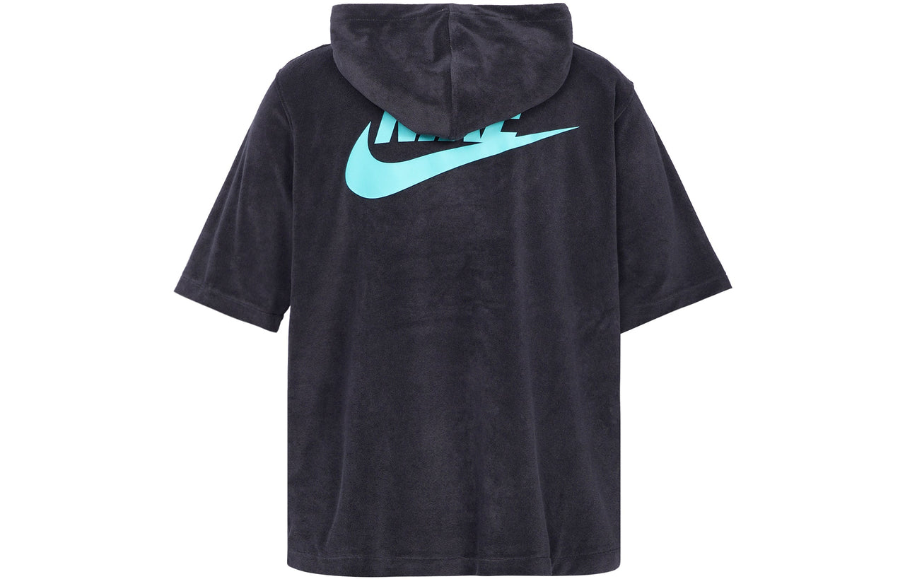 Nike Sportswear Solid Color Embroidered daisy Logo Printing hooded Sports Short Sleeve Black DM5063-010