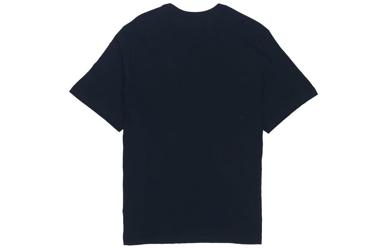 Men's Nike Flowers Large Logo Casual Sports Solid Color Round Neck Short Sleeve Black T-Shirt DV1215-010