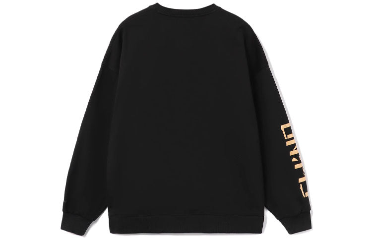 Li-Ning Sports Fashion Series Printing Loose Round Neck Pullover Couple Style 'Black' AWDRB78-2