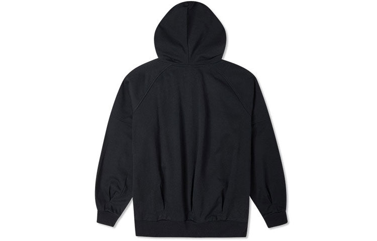 (WMNS) Converse Logo Embroidered Loose Knit Hoodie Black 10023945-A01