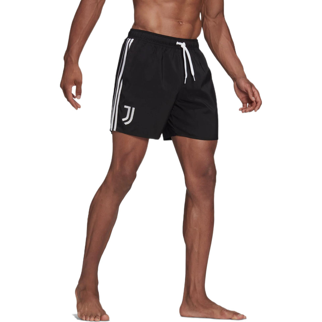 Men's adidas Swim Athleisure Casual Sports Beach Stripe Shorts Black HA6956