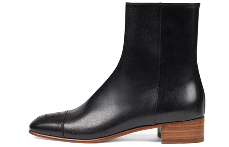 (WMNS) Gucci Goatskin Hills Logo Ankle Boots 'Black' 658949-D3V00-1000