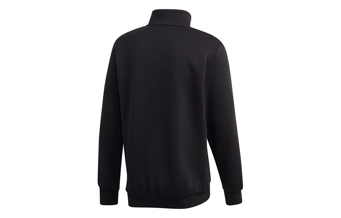 adidas originals Sprt Icon Qztt Athleisure Casual Sports Cardigan Fleece Lined Stand Collar Pullover Black GD5821