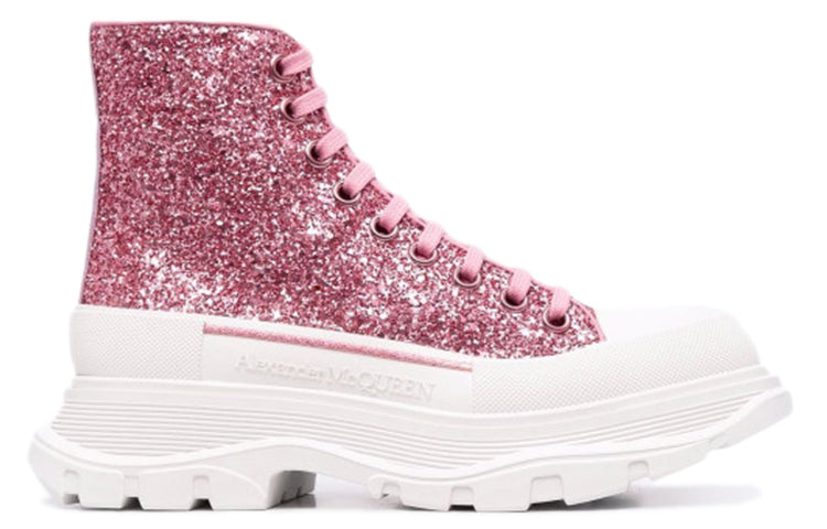 (WMNS) Alexander McQueen Tread Slick Glitter High-Top 'Pink White' 666806W4JF45489
