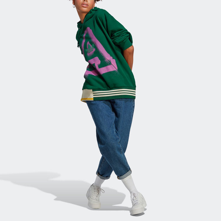 (WMNS) adidas Originals Oversized A Graphic Hoodie 'Green' IC5237
