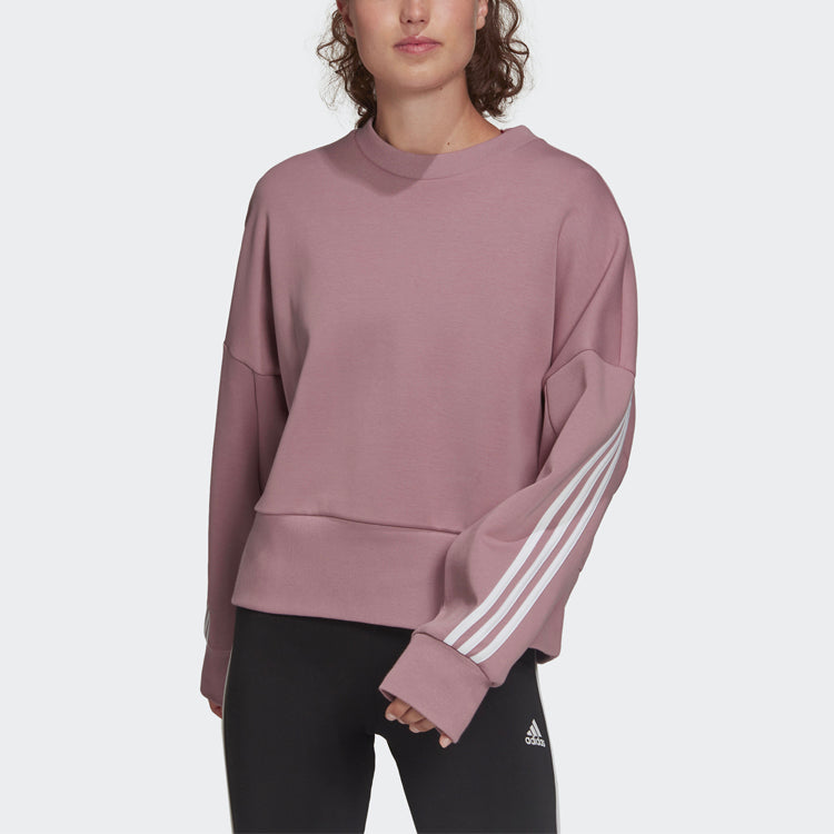 (WMNS) adidas W Fi 3s Crew Stripe Sports Round Neck Pullover Long Sleeves Purple Pink Hoodie HD8998