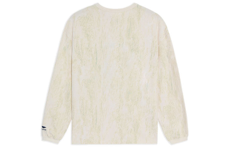 Li-Ning Alphabet Printing Loose Sports Round Neck 'Creamy White' AHSS147-1