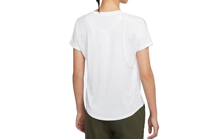 (WMNS) Nike Air Dri-FIT Running Sports Round Neck Short Sleeve White T-Shirt CU3330-100