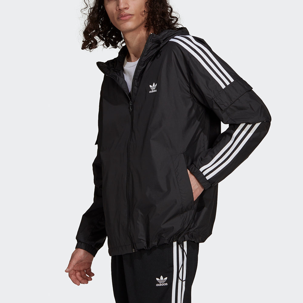 Men's adidas originals 3-Stripes Wb Casual Sports Woven Hooded Jacket Black H06683