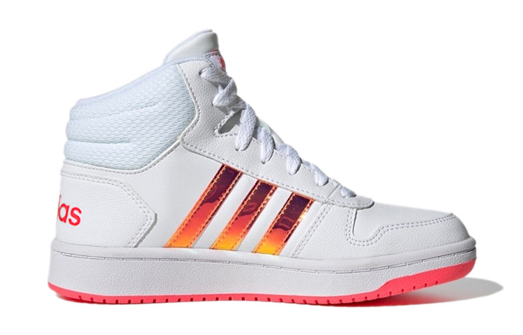 (GS) adidas Hoops 2.0 Mid J 'White Signal Pink' FW7610