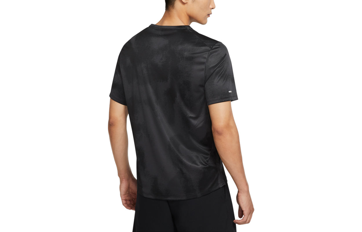 Men's Nike Training Quick Dry Breathable Printing Round Neck Short Sleeve Black T-Shirt DD5320-045