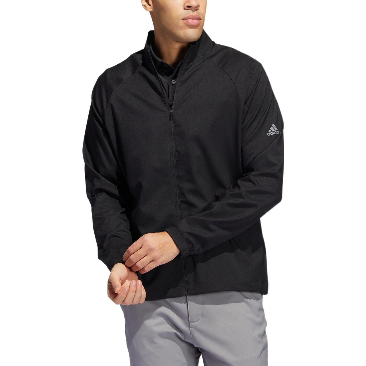 Men's adidas Cr Nvlty Vstl J Solid Color Logo Printing Zipper Stand Collar Sports Jacket Black H56797