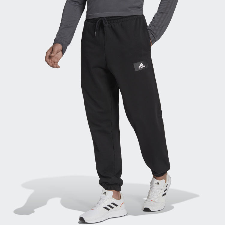 Men's adidas Logo Printing Solid Color Loose Sports Pants/Trousers/Joggers Black HC6818