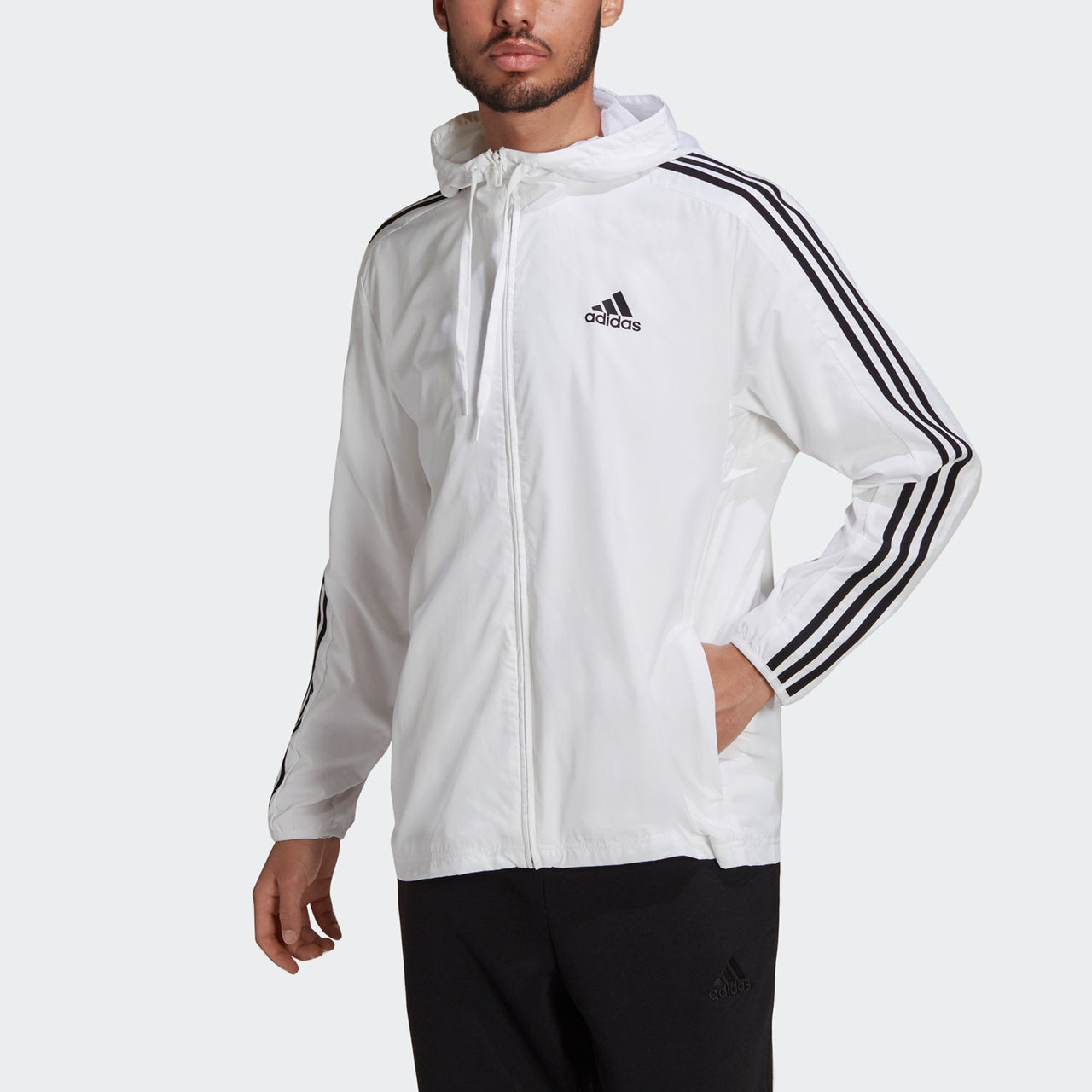 adidas M 3s Wb Casual Sports Hooded Jacket White H14625