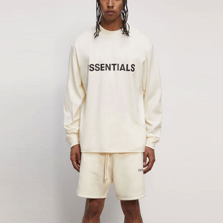 Fear of God Essentials FW20 Long Sleeve Logo Tee 'Cream' FOG-FW20-342
