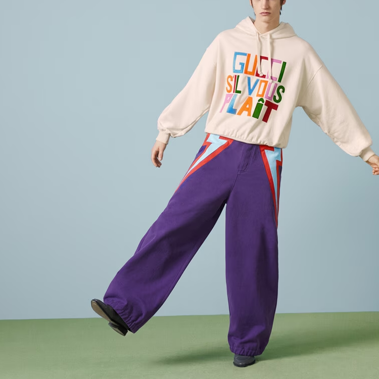 Gucci Felted cotton Hooded sweatshirt with patch 'Ivory' 721427-XJFFW-9162