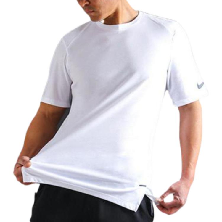 Men's Nike Solid Color Round Neck Pullover Brand Logo Printing Sports Short Sleeve White T-Shirt 830950-100