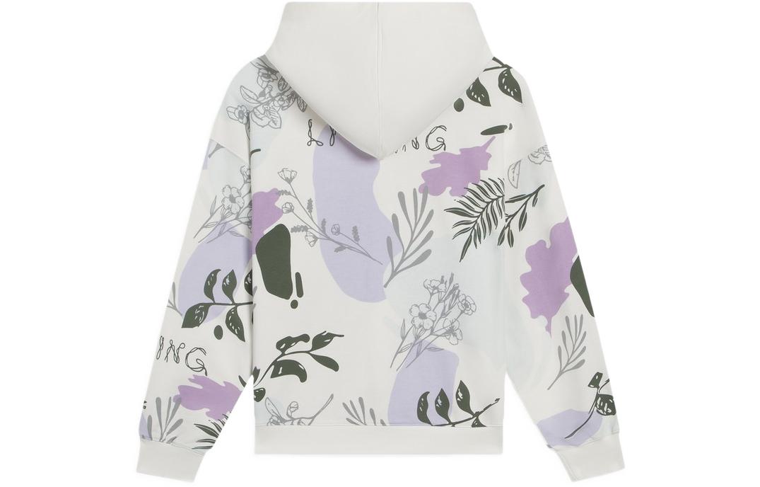 (WMNS) Li-Ning Lifestyle Casual Fashion Floral Hoodie 'White Purple' AWDS920-3