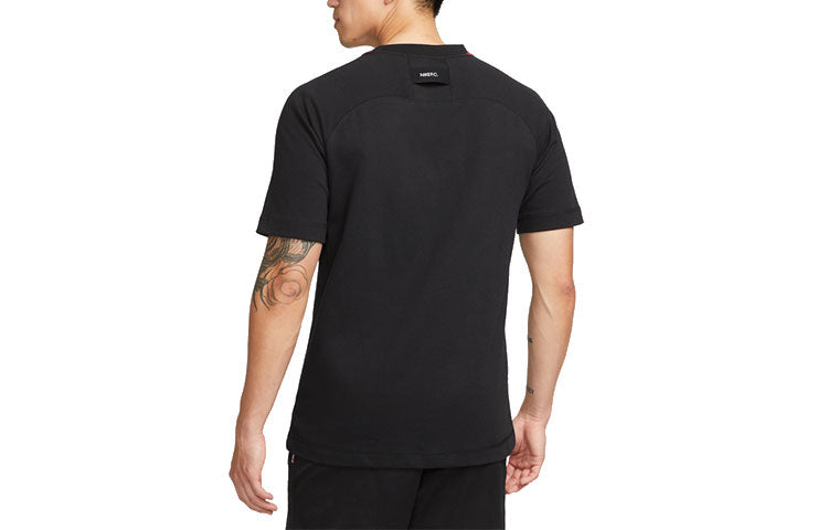 Nike Solid Color Breathable Soccer/Football Cotton Knit Loose Short Sleeve Black DC9063-010