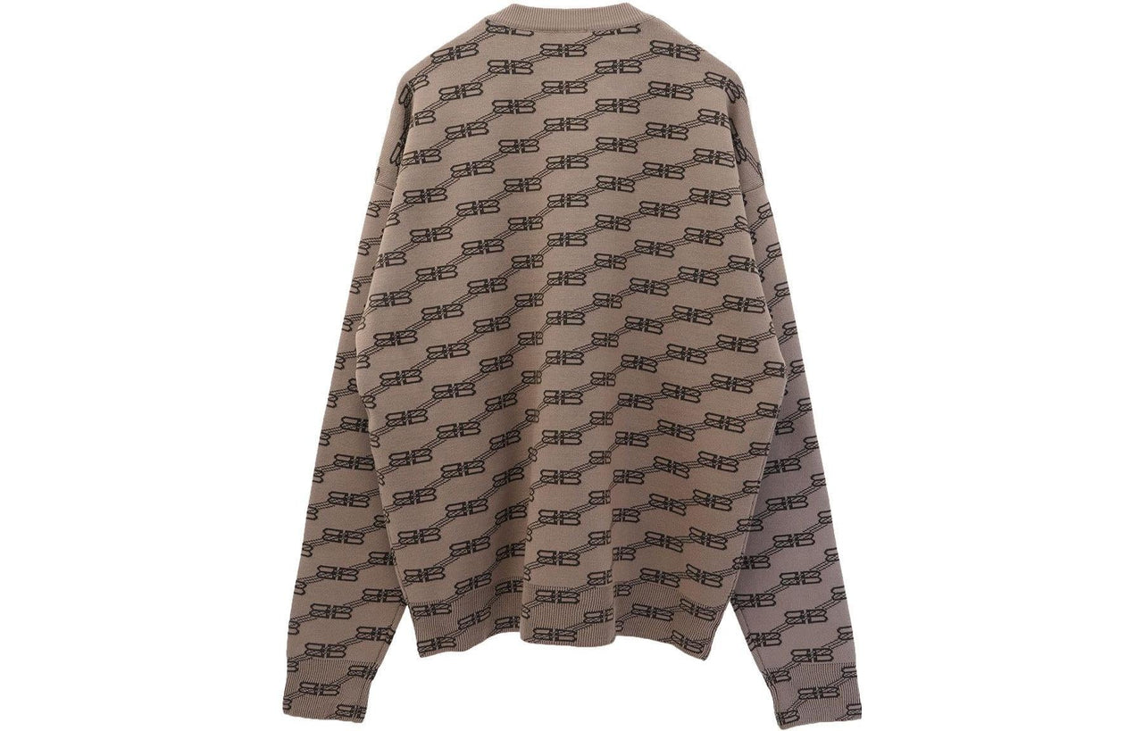 Balenciaga BB Allover Crewneck Knit Sweater 'Beige' 733859T32539378