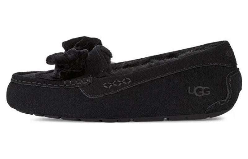 (WMNS) UGG Leisure Fluff Bow Mini Loafers 'Tan Velvet Black' 1138650