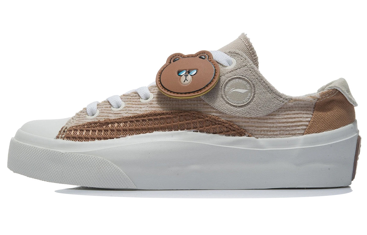 (WMNS) Li-Ning x Line Friend Vulc Low 'Brown White' AGCR280-1