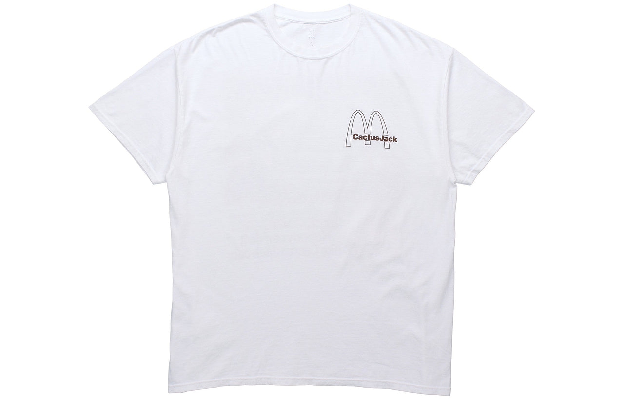 Travis Scott Cactus Jack x Mcdonald Unisex Vintage Action Round-neck Printing White CJMDSS37