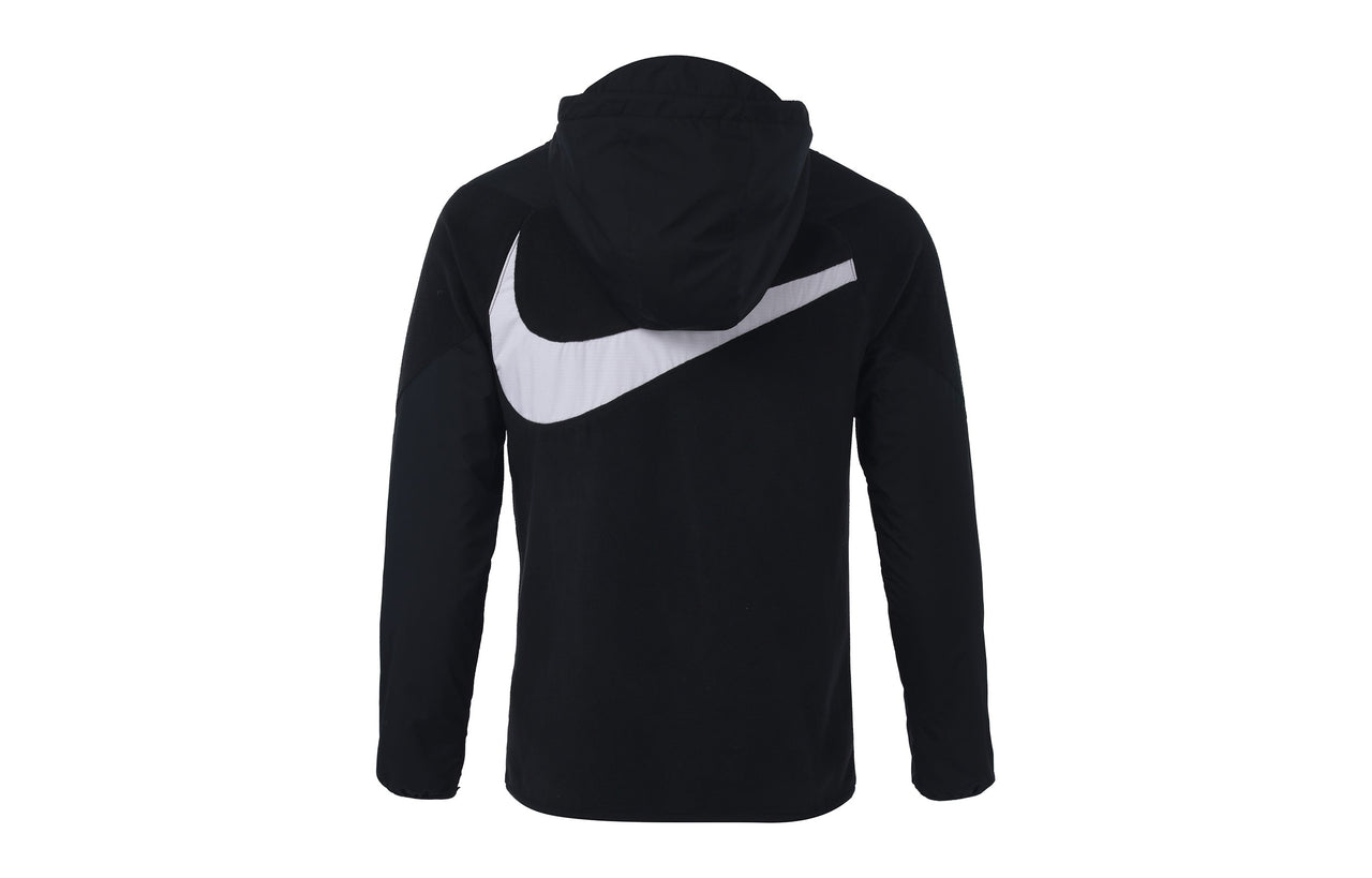 Men's Nike Solid Color Zipper Hooded Reflective Logo Printing Jacket Autumn Black DM1296-010