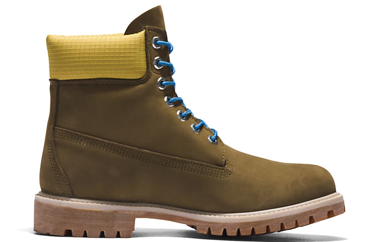 Timberland Premium 6 Inch Boots 'Olive Green Nubuck with Yellow Collar' A5NZM327