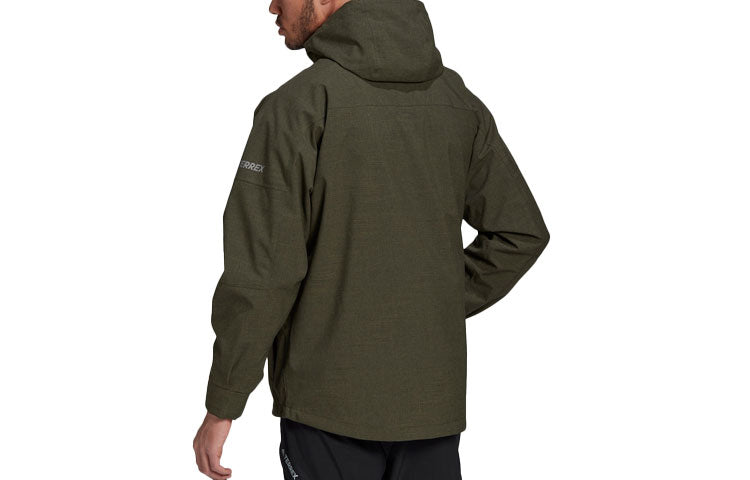 Men's adidas Terrex Outdoor Stay Warm 3 In 1 Hooded Jacket Green GE9895