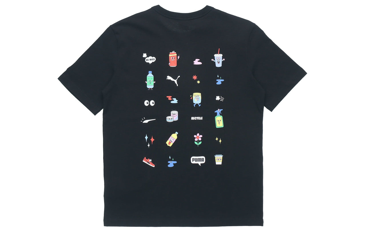 PUMA Sports Alphabet Printing Round Neck Short Sleeve Black 531335-51