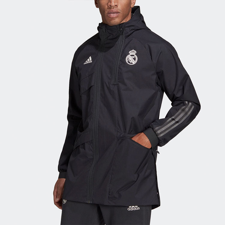 adidas Real Madrid Soccer/Football Hooded Jacket Black GR4275