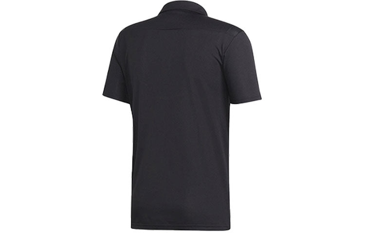 adidas Alphabet Printing Side Stripe Short Sleeve Polo Shirt Black DT5411