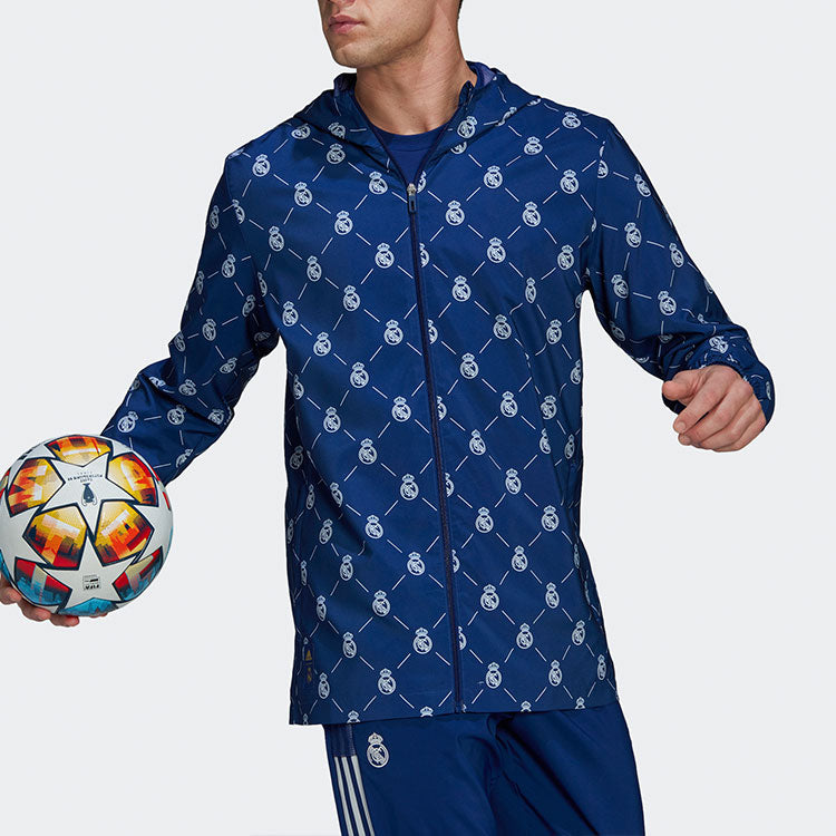 adidas Soccer/Football Sports Hooded Jacket Real Madrid Blue H59047