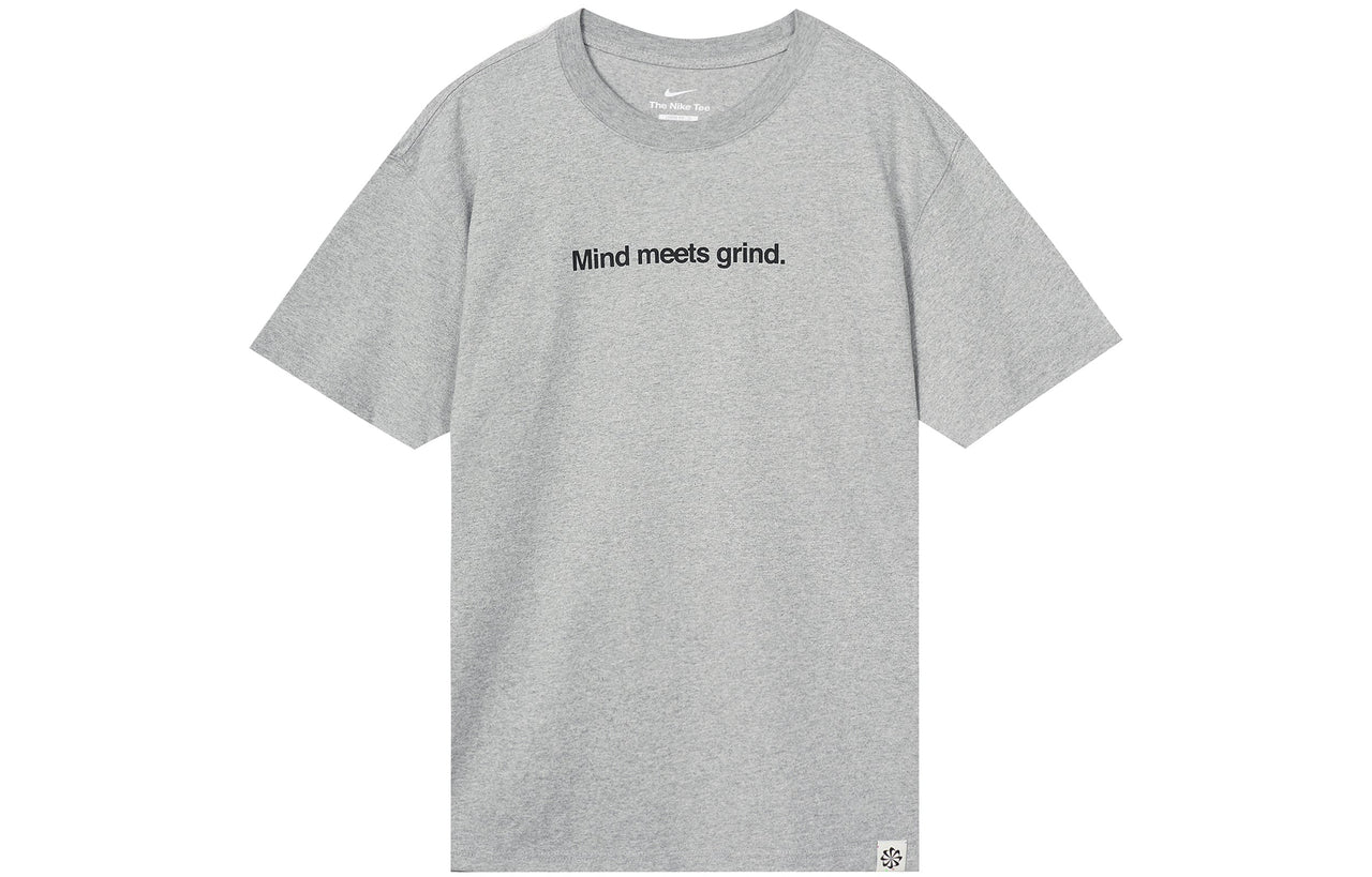Men's Nike Loose Pattern Printing Round Neck Casual Loose Short Sleeve Dark Grey T-Shirt DQ1906-063