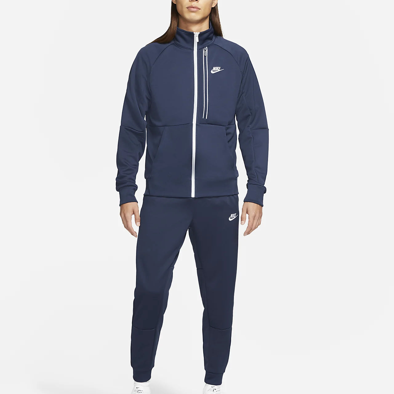 Men's Nike Solid Color Casual Micro Mark Printing Stand Collar Jacket Navy Blue DA0004-410