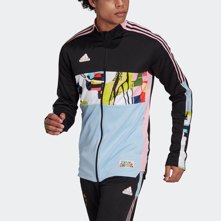 adidas Colorblock Soccer/Football Sports Jacket Black H50879