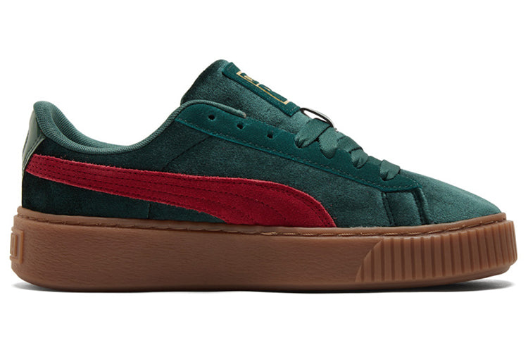 (WMNS) PUMA Platform Velvet Sneakers Green 373935-03