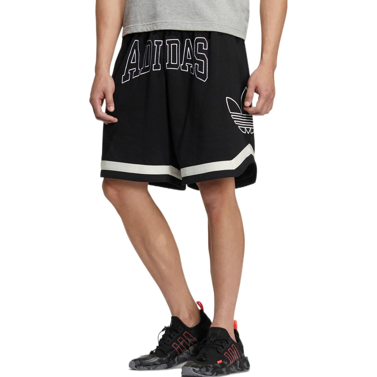 adidas originals Contrasting Colors Alphabet Logo Printing Lacing Straight Sports Shorts Black HZ9806