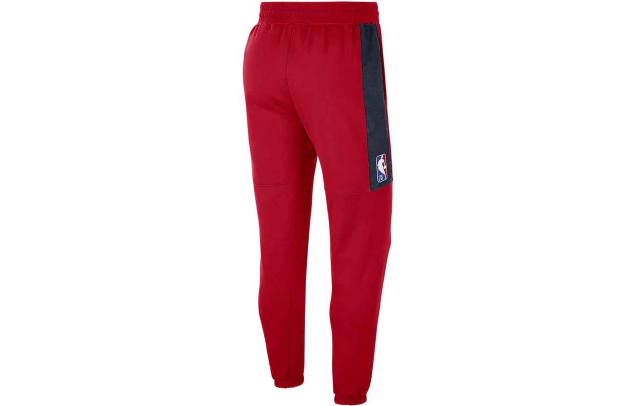 Men's Nike NBA Brooklyn Nets Contrasting Colors Logo Fleece Lacing Sports Pants/Trousers/Joggers Red DC0897-657