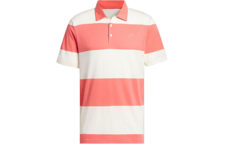 adidas Colorblock Rugby Stripe Polo Shirt Asia Sizing 'Pink White' IU4357