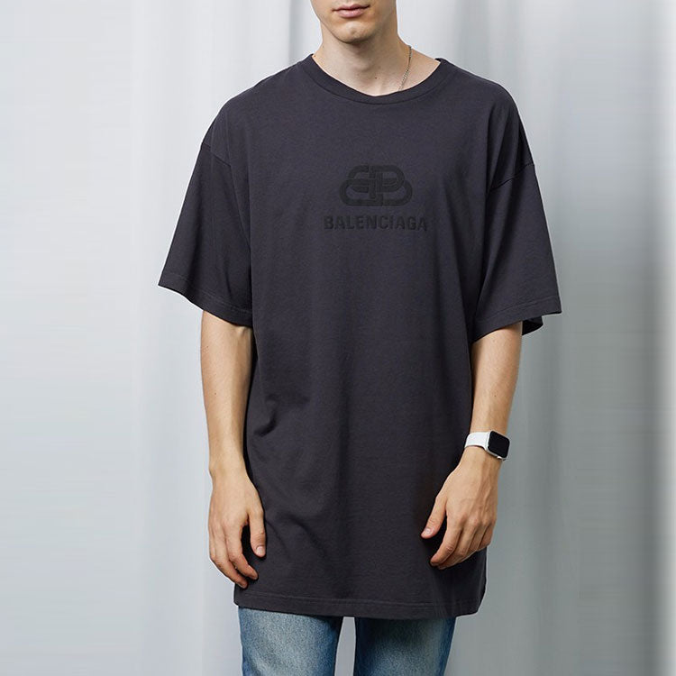 Balenciaga Oversized Washed Interlocked BB T-Shirt 'Navy Black' 583214TFV658060