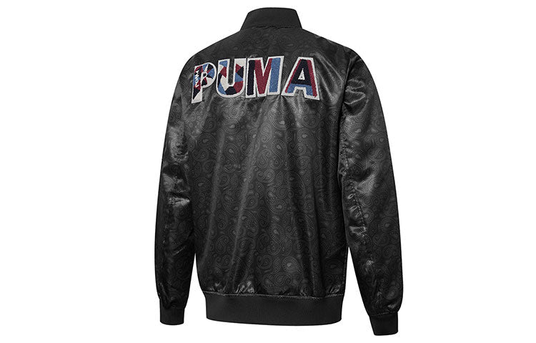 PUMA Paisley Logo cashew aviator Jacket Black 534971-01
