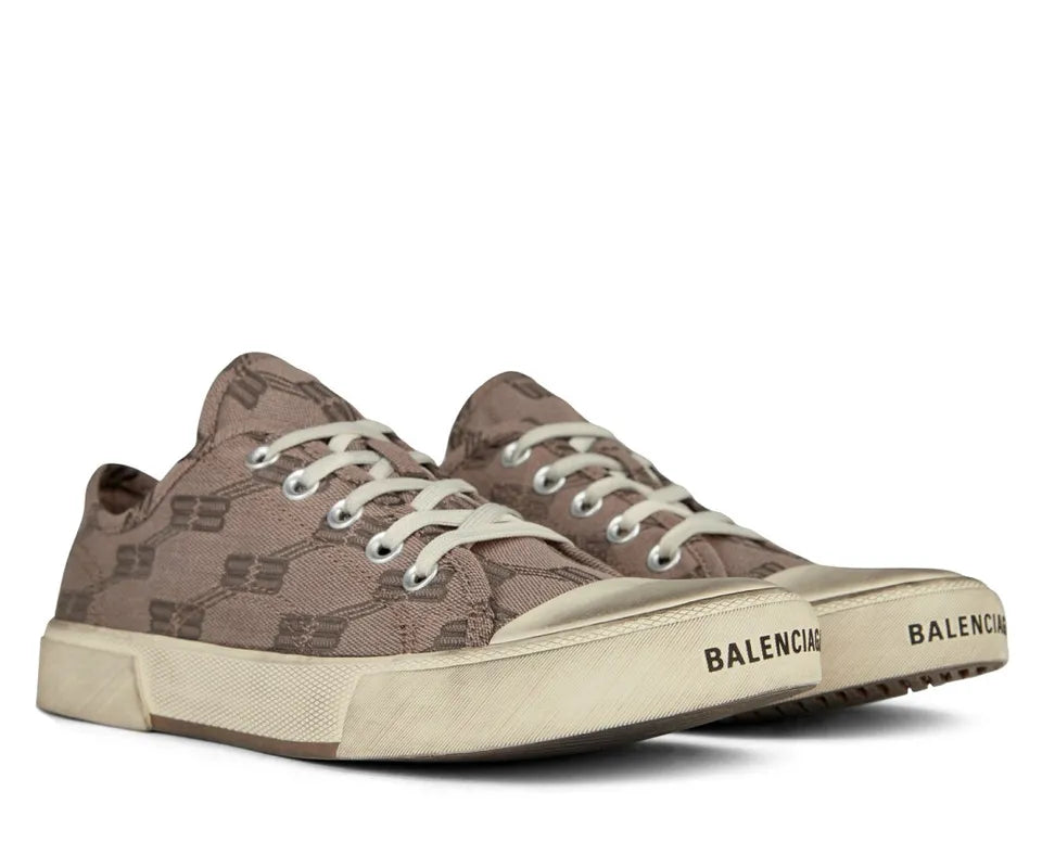 (WMNS) Balenciaga Paris Low Top Sneakers 'Tan BB Monogram Cotton and White Rubber' 688757W3RQ22298