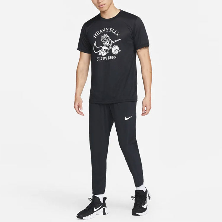 Men's Nike Logo Printing Solid Color Elastic Waistband Sports Pants/Trousers/Joggers Autumn Black DM5949-011